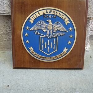 Vtg DDG-4 USS LAWRENCE Guided Missle Destroyer Naval Ship Plaque